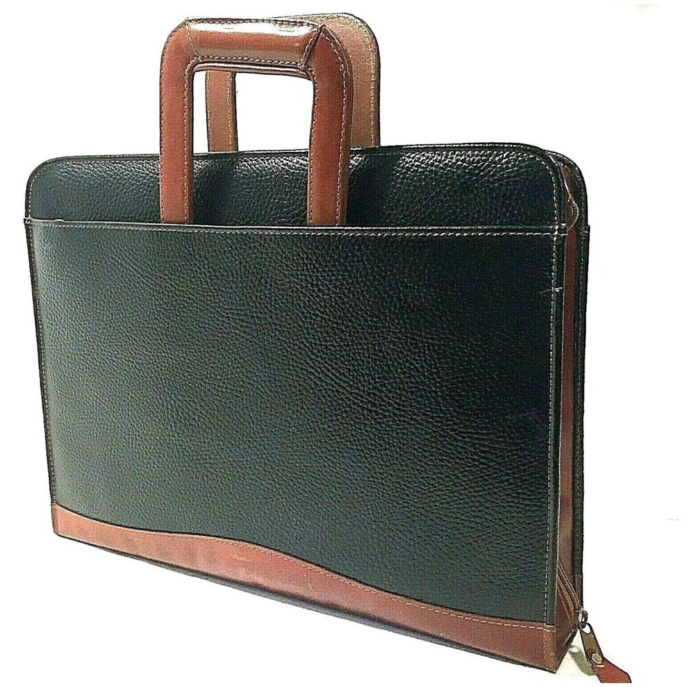 Vintage Stebco Briefcase Attache Vegan Pebbled Leather Retractable Handle Binder